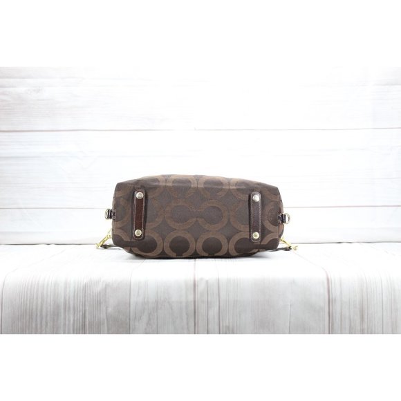 Coach Madison Sabrina Brown Op-art Convertible Satchel Signature Shoulder Bag - Picture 8 of 10